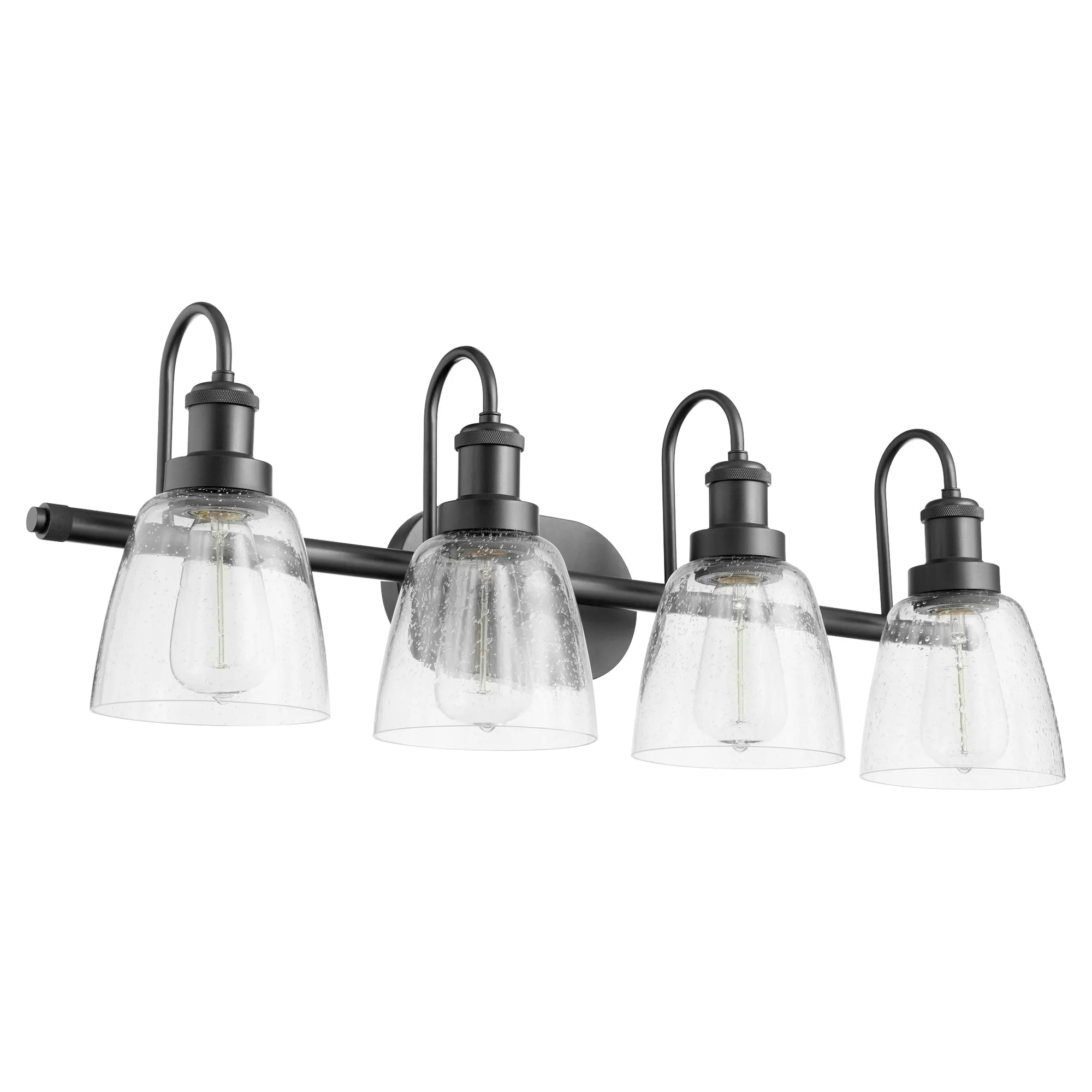 4-Light Clear Seeded Glass Vanity Light in Matte Black