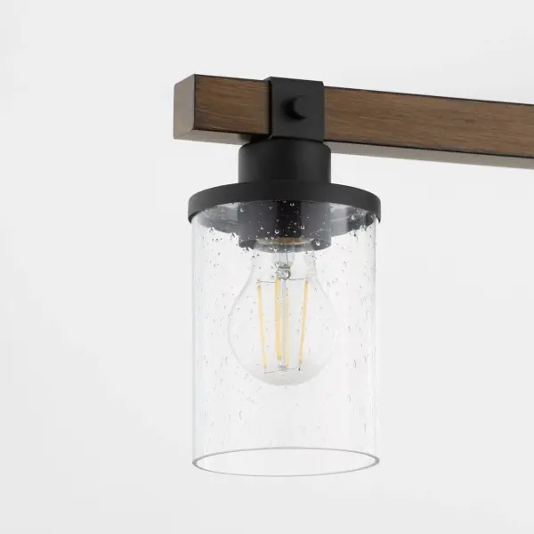 4-Light Vanity in Textured Black with Walnut Wood - Image 4
