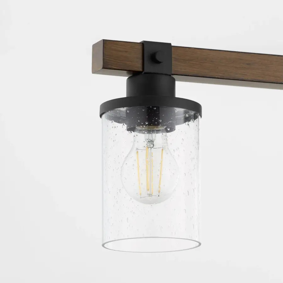4-Light Vanity in Textured Black with Walnut Wood - Image 4