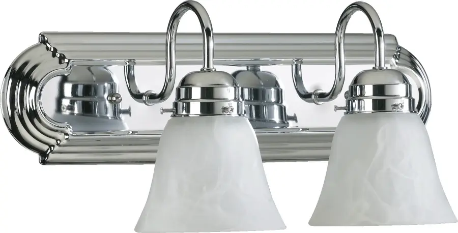 2-Light Chrome Vanity Light with Frosted Glass