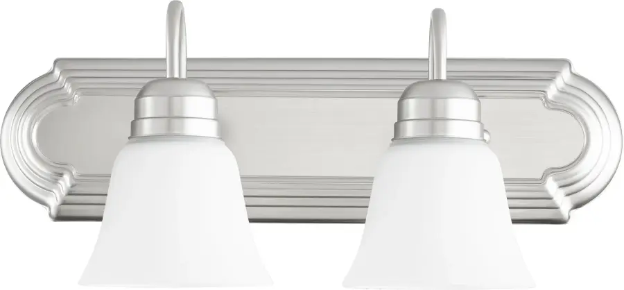 2-Light Satin Nickel Vanity Light with Satin Opal Glass