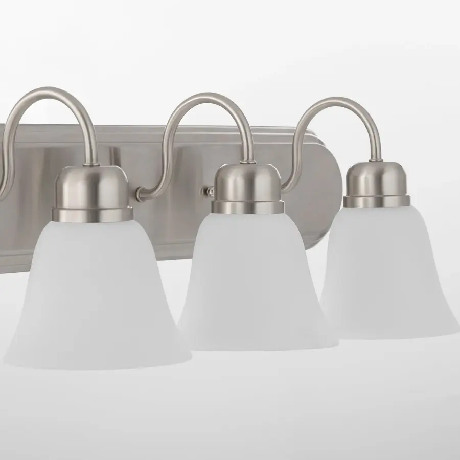 3-Light Satin Nickel Vanity Light with Satin Opal Glass - Image 4