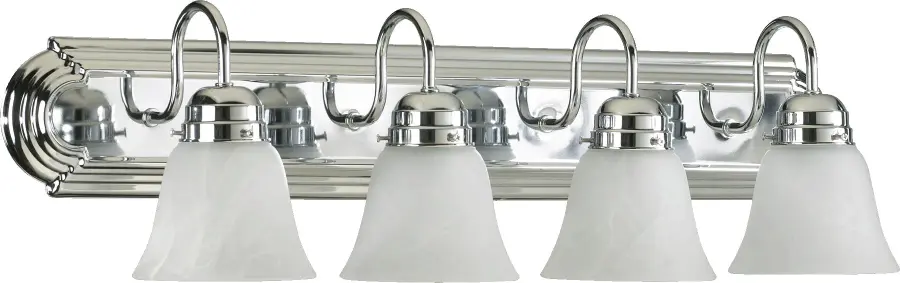 4-Light Chrome Vanity Light with Frosted Glass - Image 1