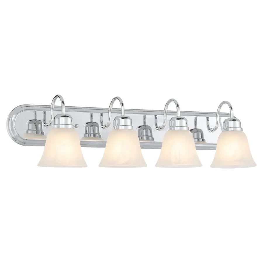 4-Light Chrome Vanity Light with Frosted Glass - Image 2