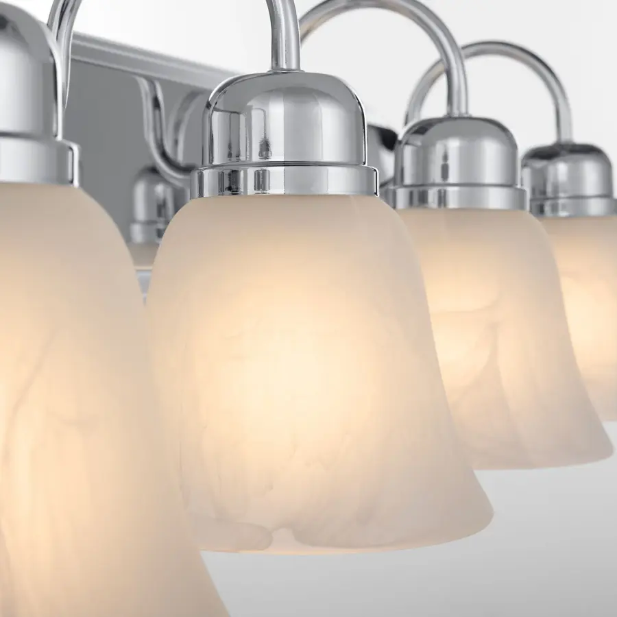 4-Light Chrome Vanity Light with Frosted Glass - Image 4