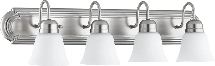 4-Light Satin Nickel Vanity Light with Satin Opal Glass