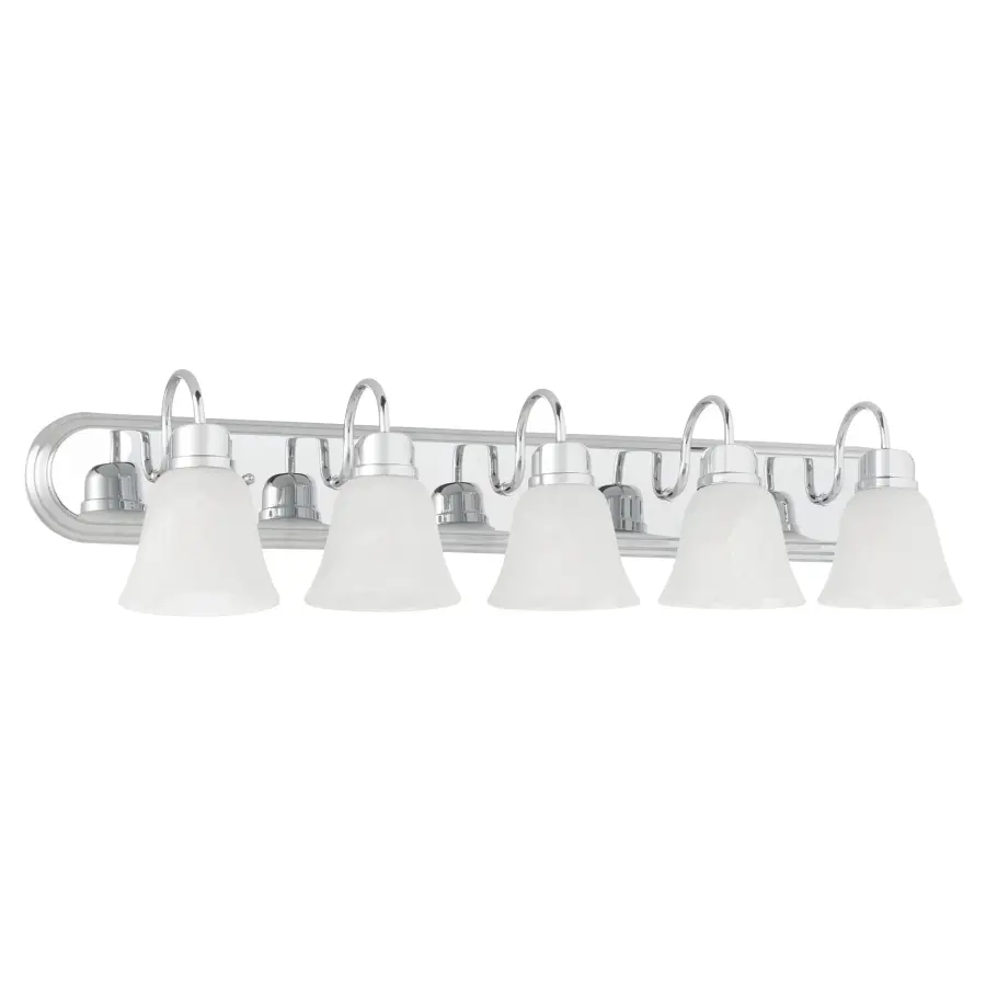 5-Light Chrome Vanity Light with Frosted Glass - Image 1