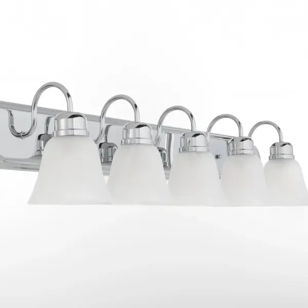 5-Light Chrome Vanity Light with Frosted Glass - Image 3