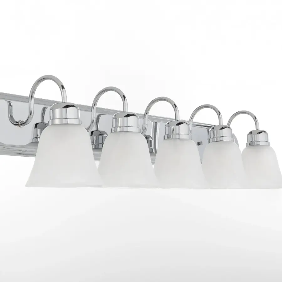 5-Light Chrome Vanity Light with Frosted Glass - Image 3