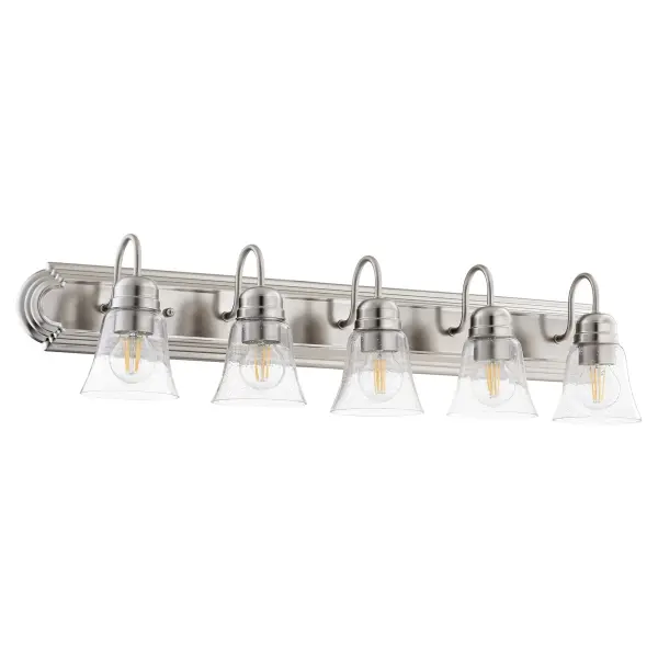 5-Light Satin Nickel Vanity Light with Clear Seeded Glass