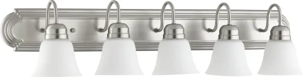 5-Light Satin Nickel Vanity Light with Satin Opal Glass