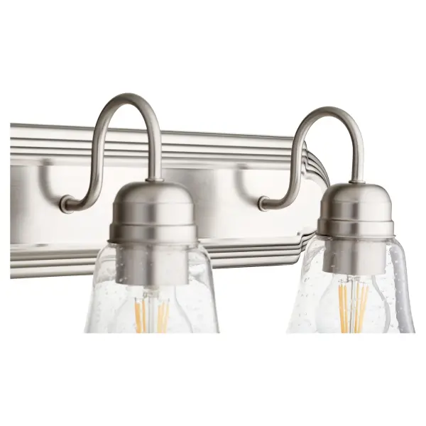 6-Light Traditional Vanity Light in Satin Nickel with Clear Seeded Glass - Image 5