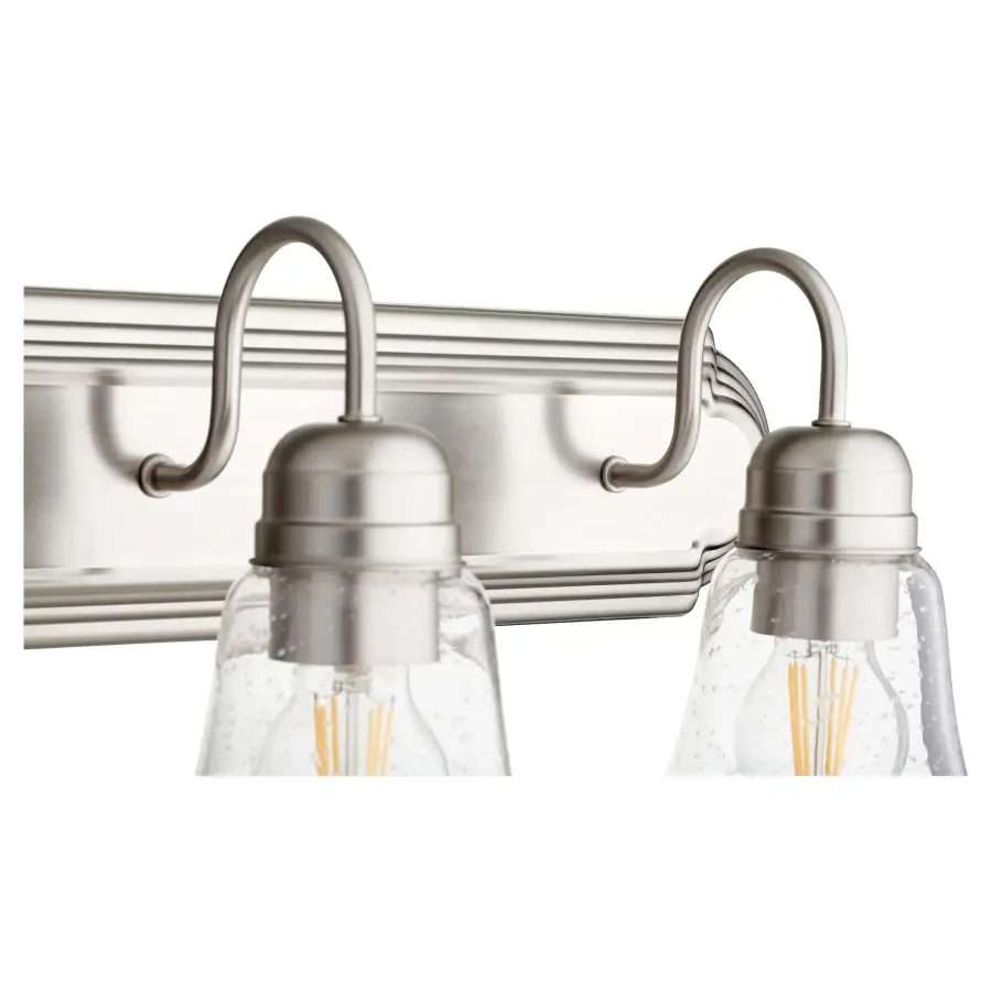 6-Light Traditional Vanity Light in Satin Nickel with Clear Seeded Glass - Image 5
