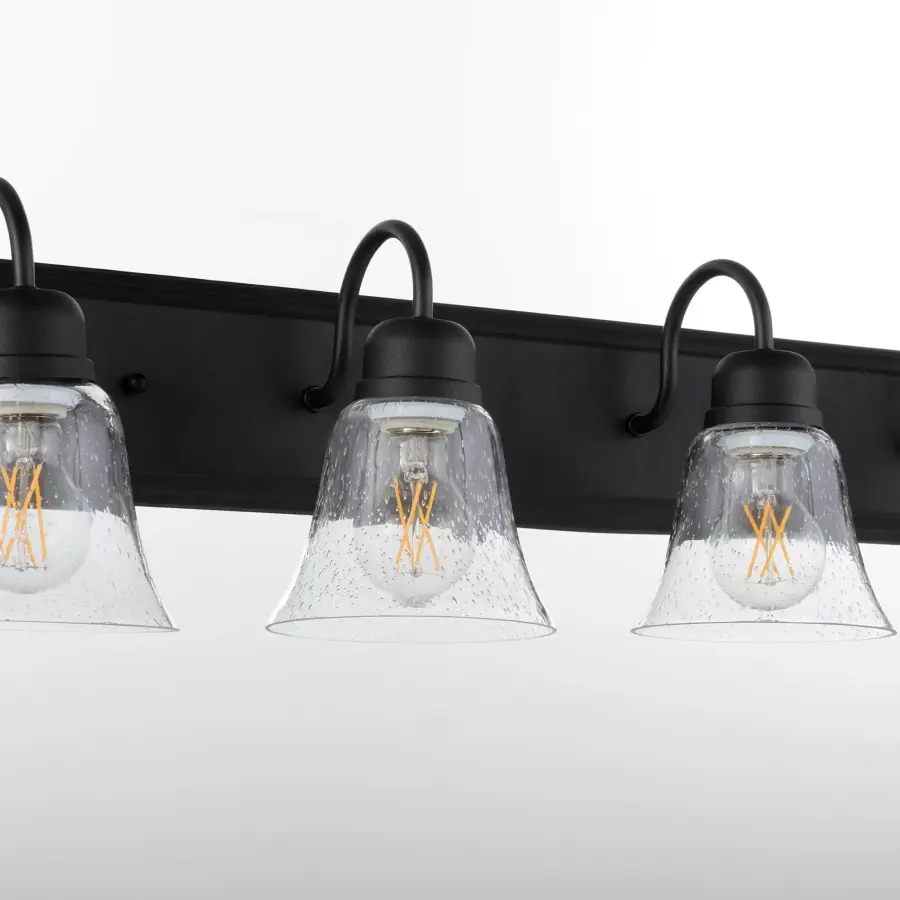 6-Light Traditional Vanity Light in Noir with Clear Seeded Glass - Image 3