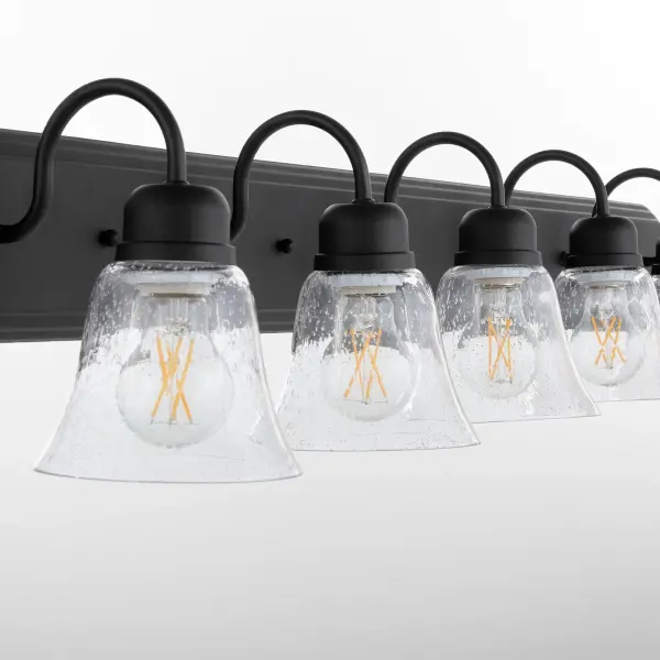 6-Light Traditional Vanity Light in Noir with Clear Seeded Glass - Image 4