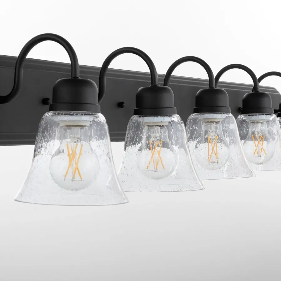 6-Light Traditional Vanity Light in Noir with Clear Seeded Glass - Image 4