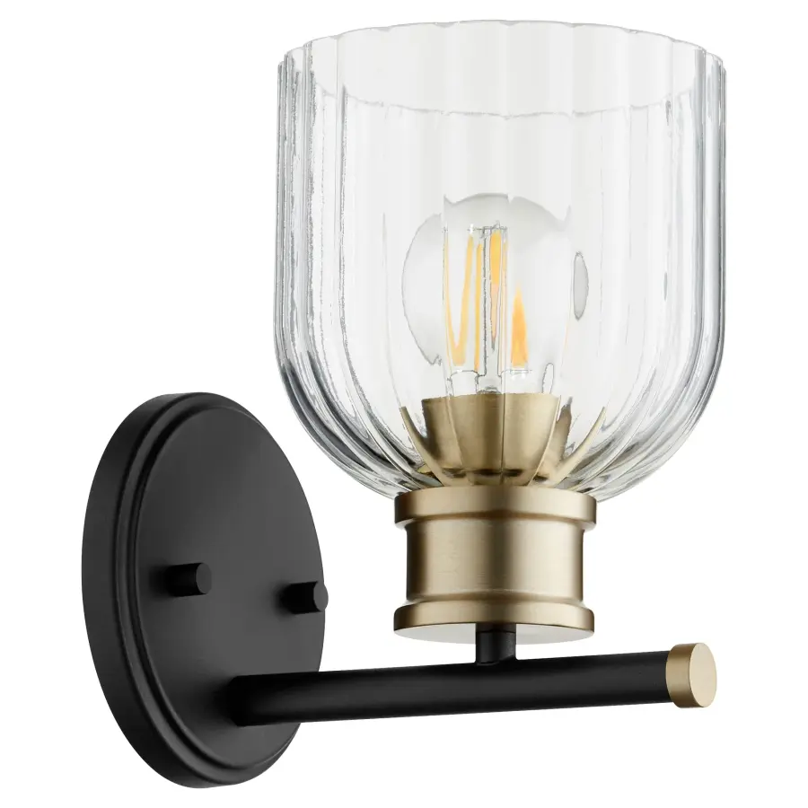 Monarch 1-Light Wall Sconce in Black and Aged Brass