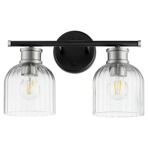 Elegant Two-Tone Vanity Light with Classic Fluted Glass Shades - Image 1