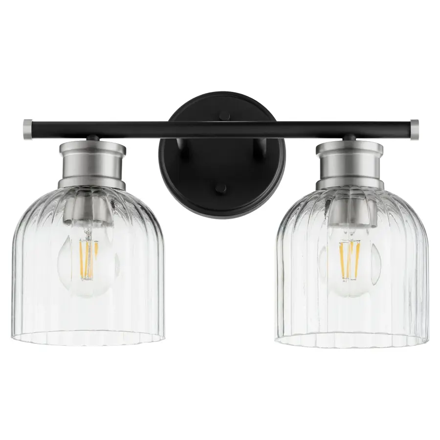 Elegant Two-Tone Vanity Light with Classic Fluted Glass Shades - Image 1