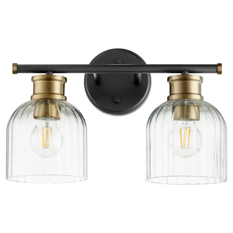 Monarch 2-Light Vanity in Black and Aged Brass