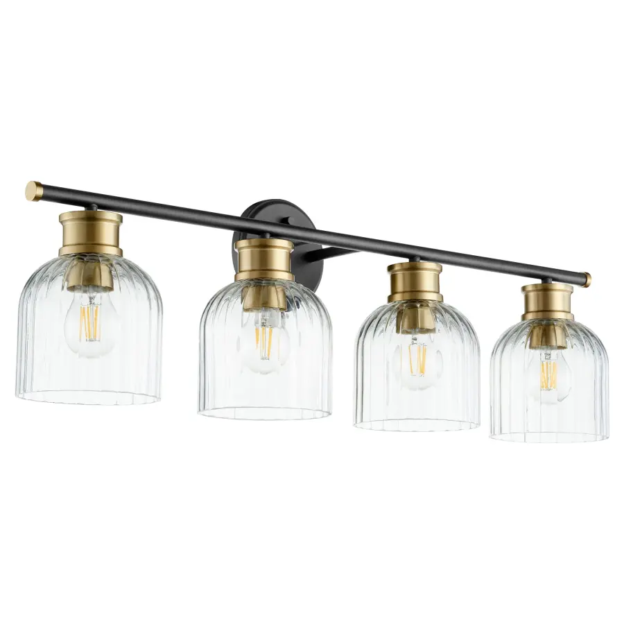 Monarch 4-Light Black & Aged Brass Vanity