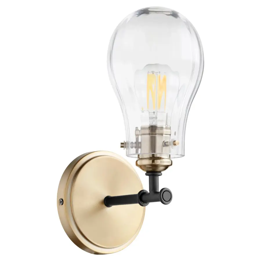 Modern and Contemporary 1 Light Black and Aged Brass Wall Sconce - Image 1