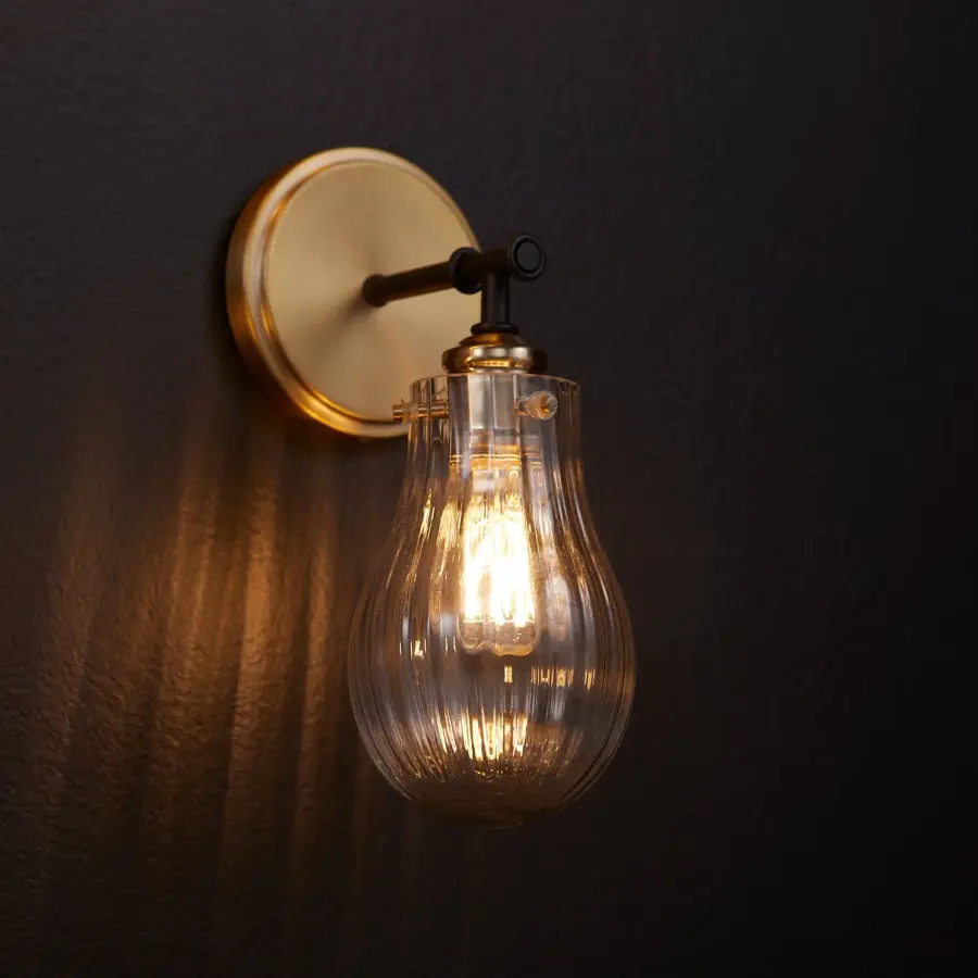 Modern and Contemporary 1 Light Black and Aged Brass Wall Sconce - Image 2