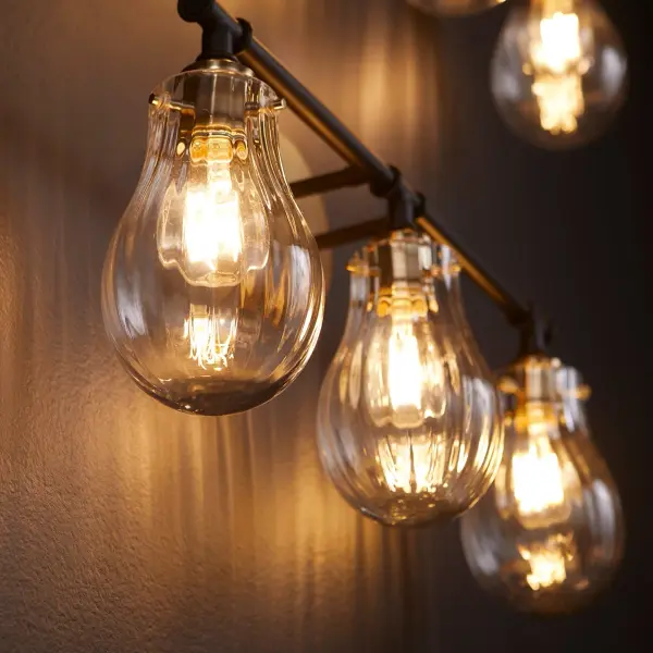 3-Light Fluted Glass Vanity Light in Black and Aged Brass - Image 3