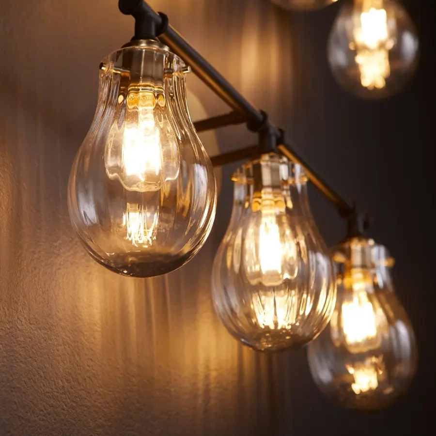 3-Light Fluted Glass Vanity Light in Black and Aged Brass - Image 3