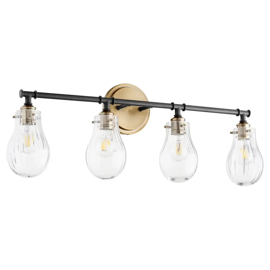 4-Light Black and Aged Brass Vanity Light - Image 1