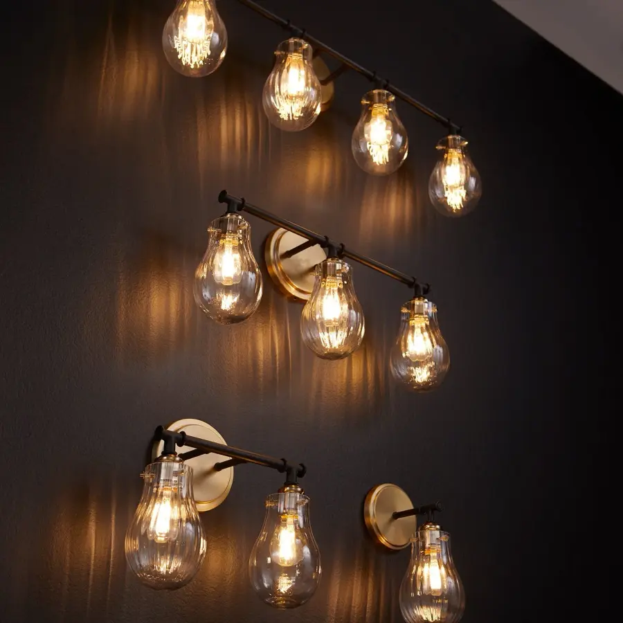 4-Light Black and Aged Brass Vanity Light - Image 4