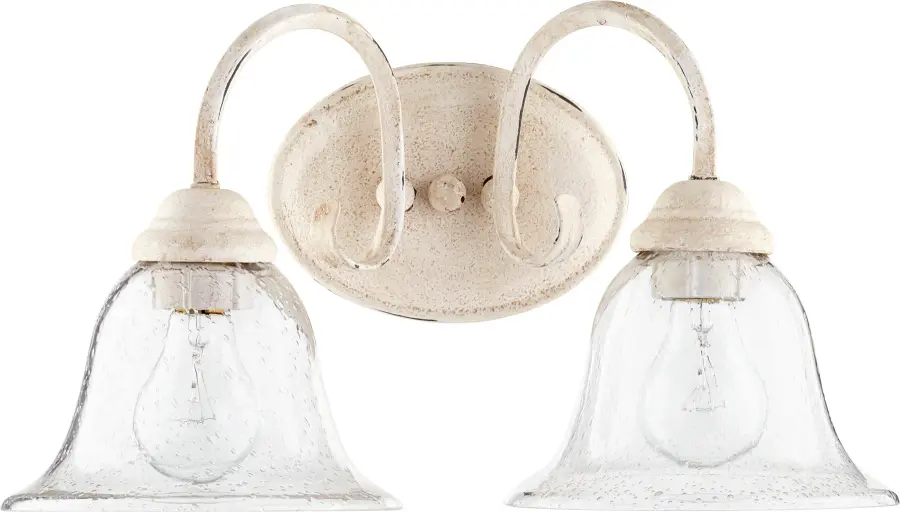 Spencer 2-Light Vanity in Persian White with Clear Seeded Glass