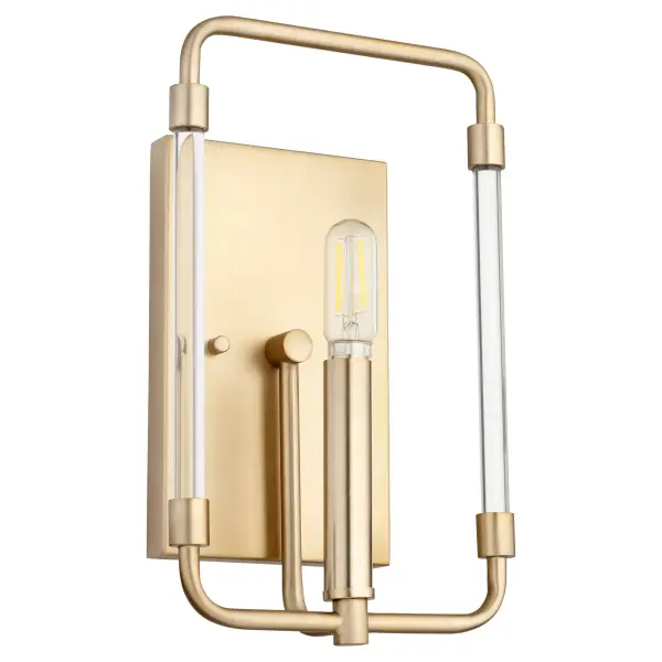 Optic 1-Light Modern Wall Sconce in Aged Brass - Image 1