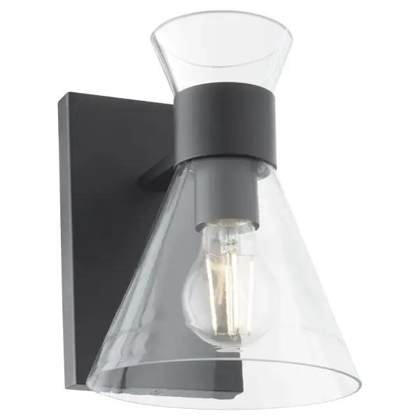 Beldar 1-Light Wall Sconce in Matte Black with Clear Glass - Image 2