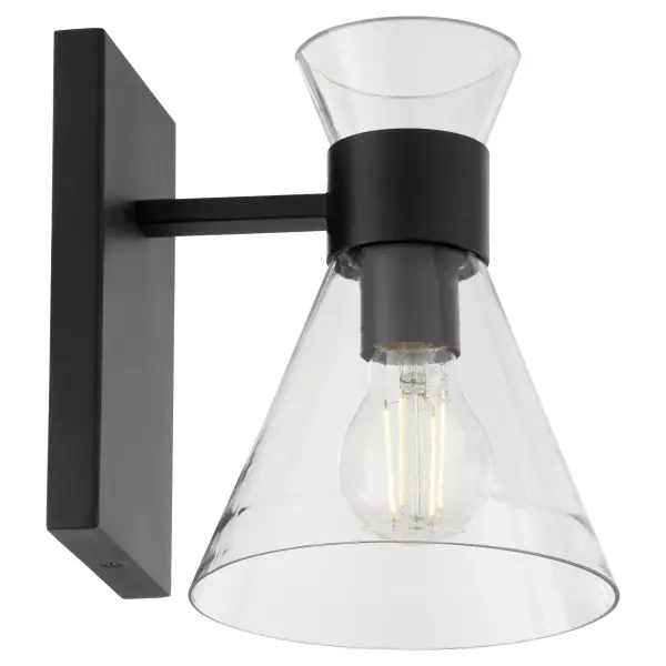 Beldar 1-Light Wall Sconce in Matte Black with Clear Glass - Image 3
