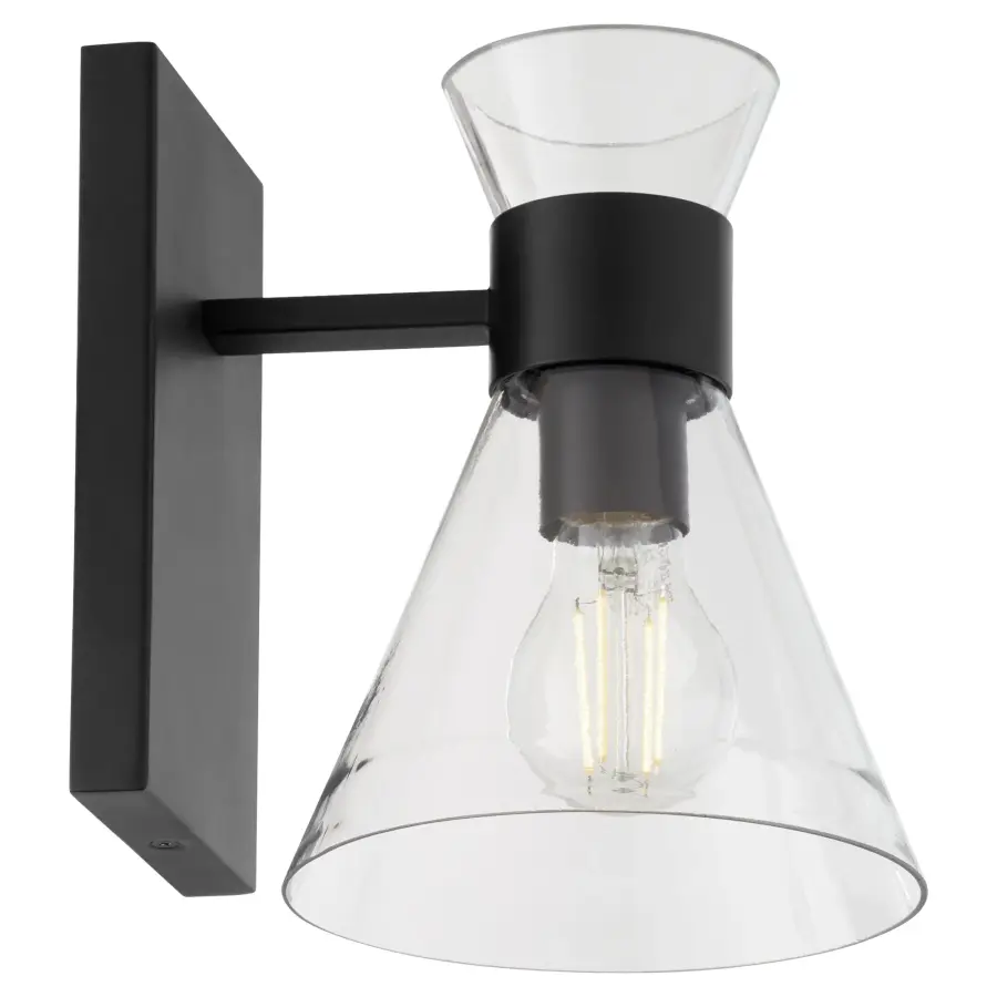 Beldar 1-Light Wall Sconce in Matte Black with Clear Glass - Image 3