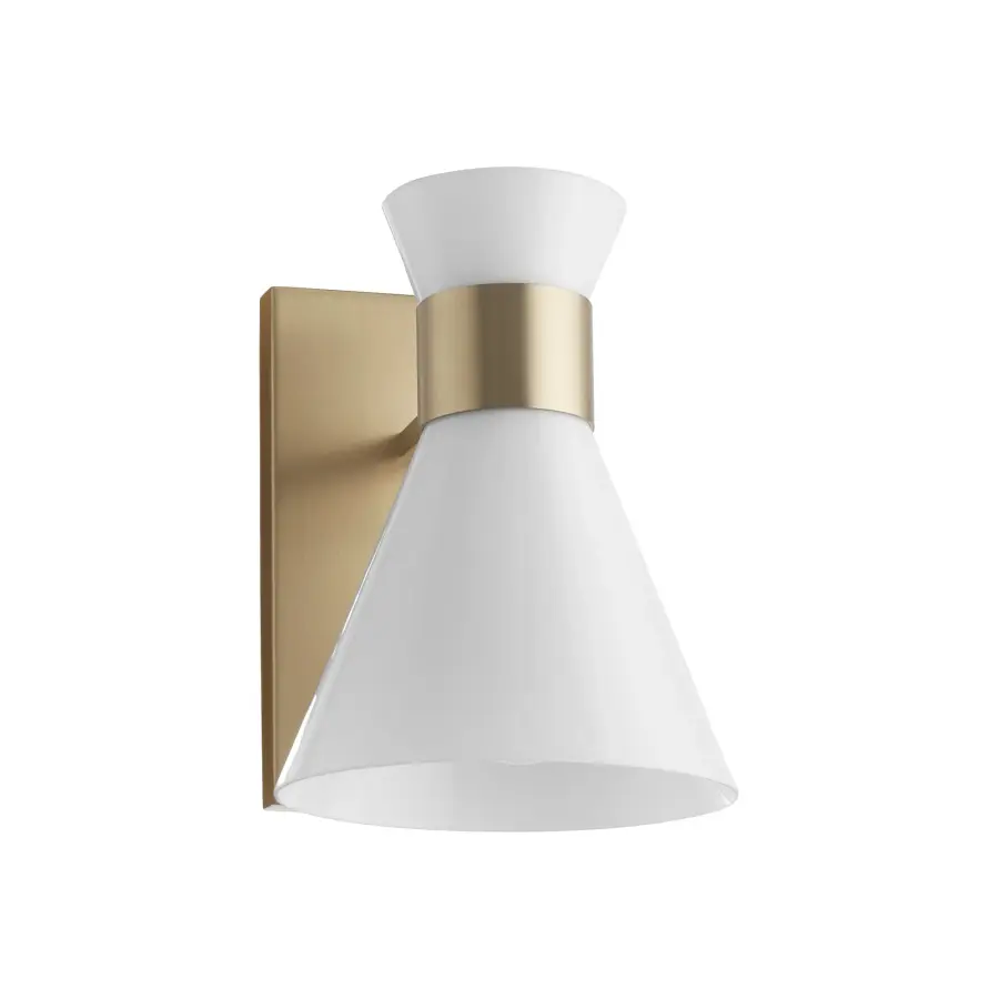 Beldar 1-Light Opal Wall Sconce in Aged Brass - Image 1
