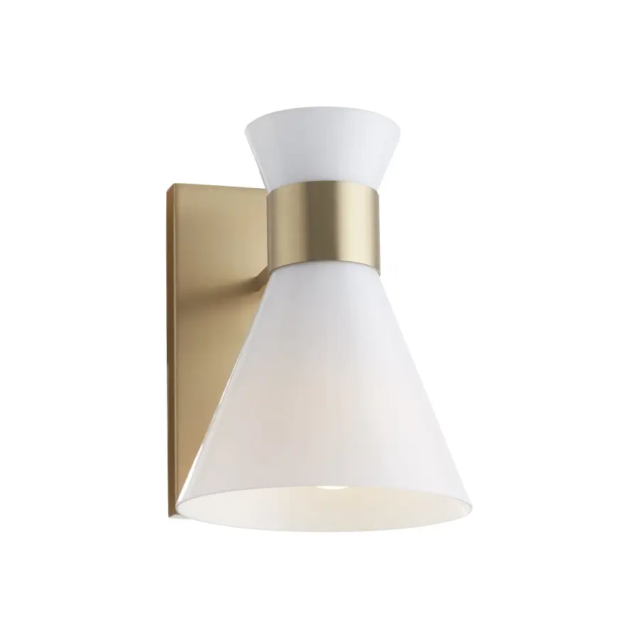 Beldar 1-Light Opal Wall Sconce in Aged Brass - Image 2