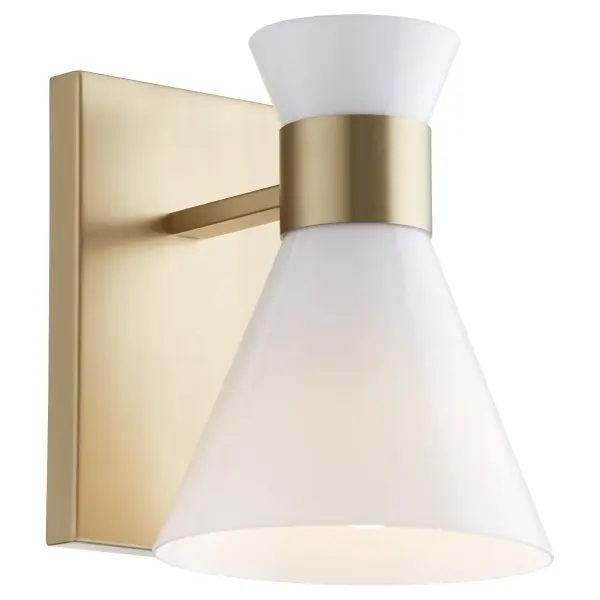 Beldar 1-Light Opal Wall Sconce in Aged Brass - Image 3