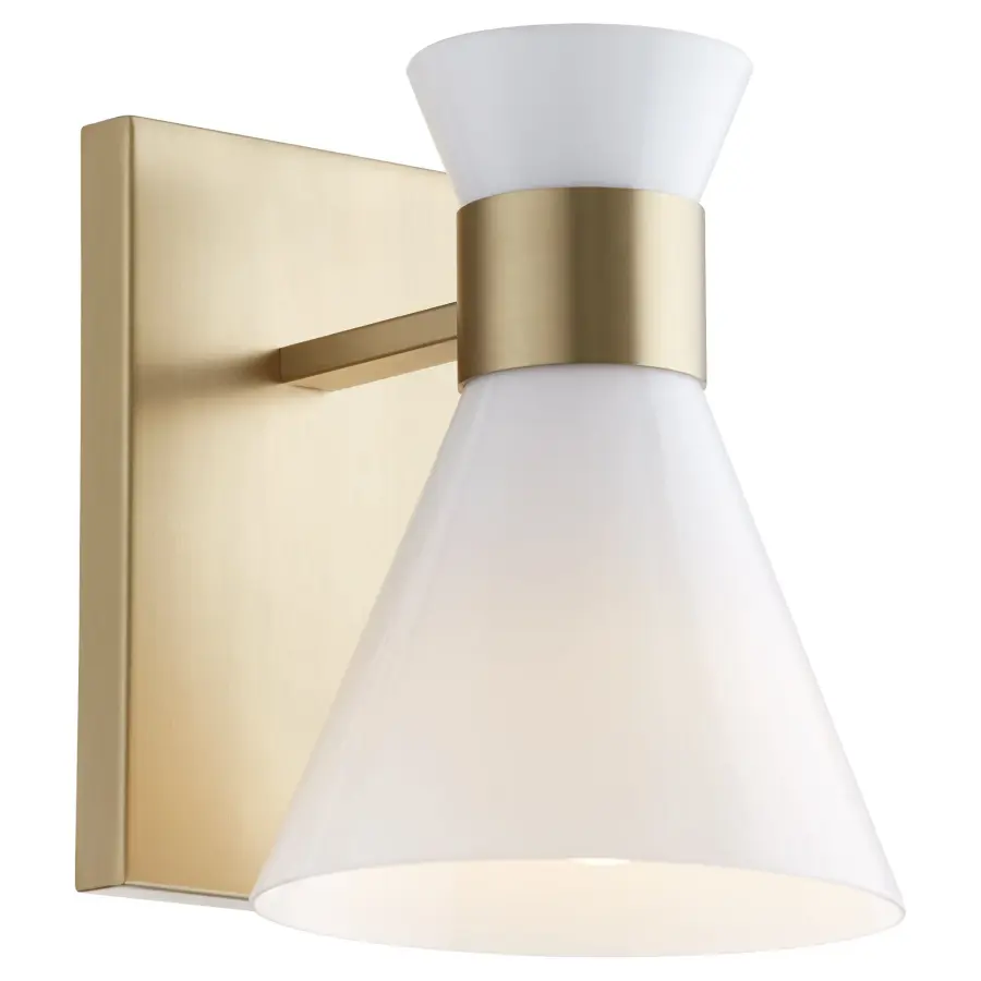 Beldar 1-Light Opal Wall Sconce in Aged Brass - Image 3