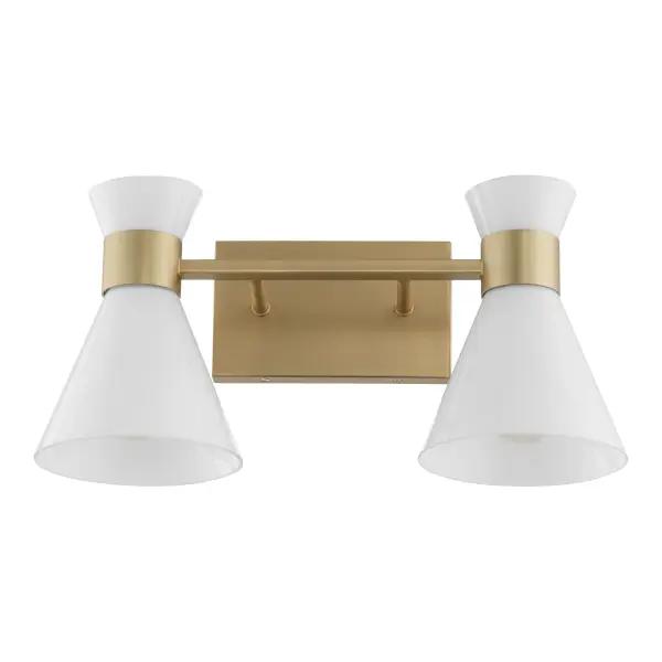Beldar 2-Light Opal Vanity in Aged Brass - Image 1