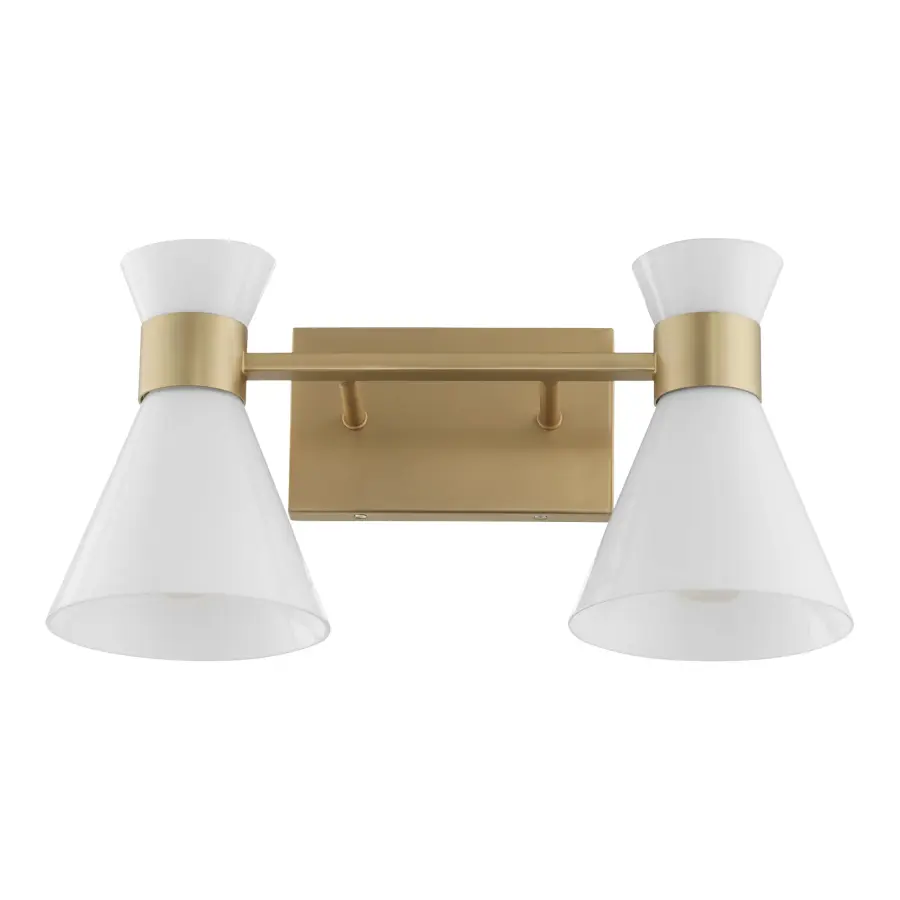 Beldar 2-Light Opal Vanity in Aged Brass - Image 1