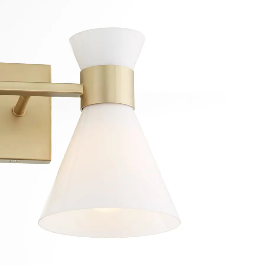 Beldar 2-Light Opal Vanity in Aged Brass - Image 3