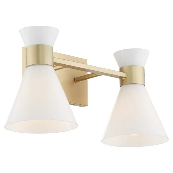Beldar 2-Light Opal Vanity in Aged Brass - Image 4