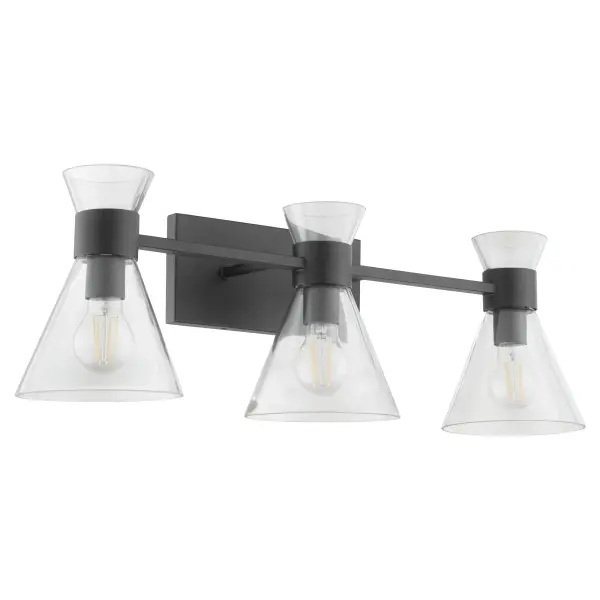 Beldar 3-Light Vanity in Matte Black with Clear Glass - Image 1