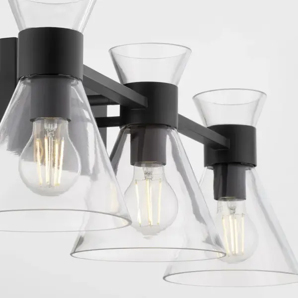 Beldar 3-Light Vanity in Matte Black with Clear Glass - Image 3