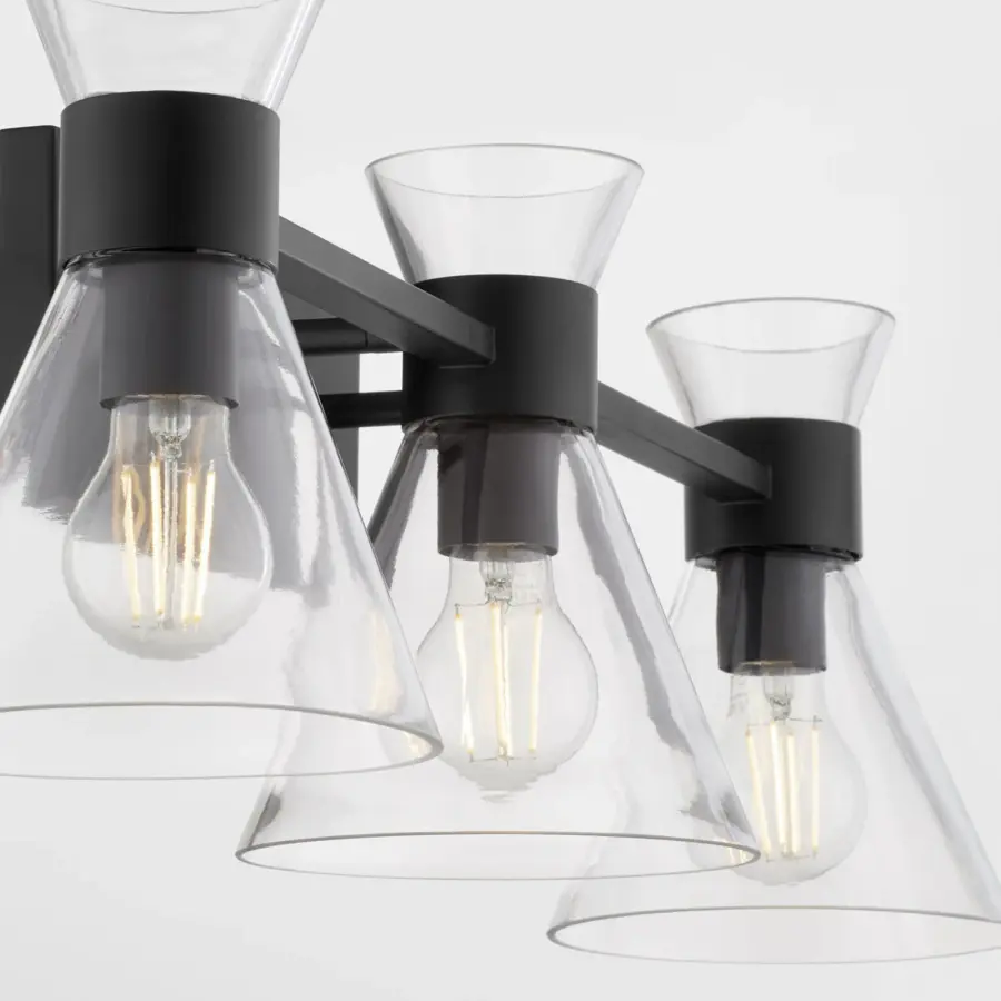 Beldar 3-Light Vanity in Matte Black with Clear Glass - Image 3