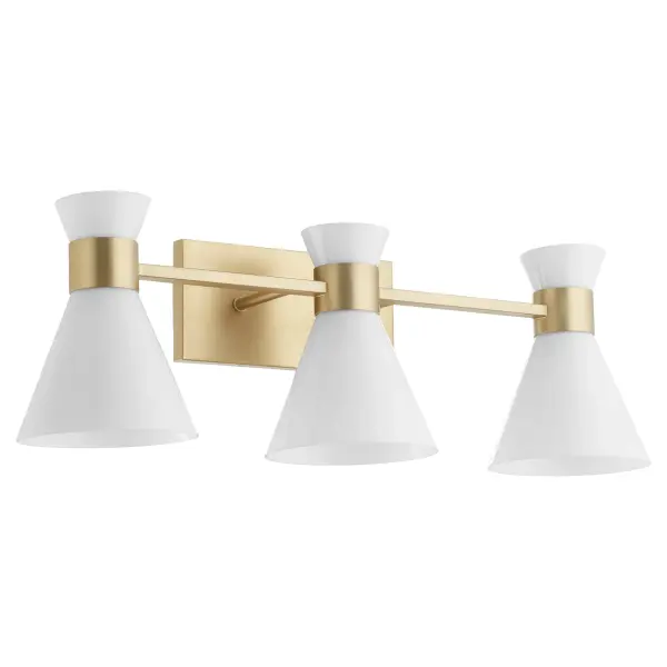 Beldar 3-Light Opal Vanity in Aged Brass - Image 1
