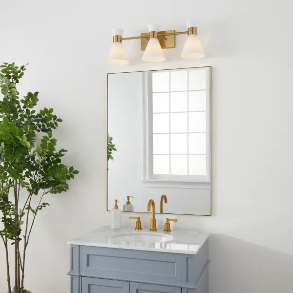Beldar 3-Light Opal Vanity in Aged Brass - Image 11
