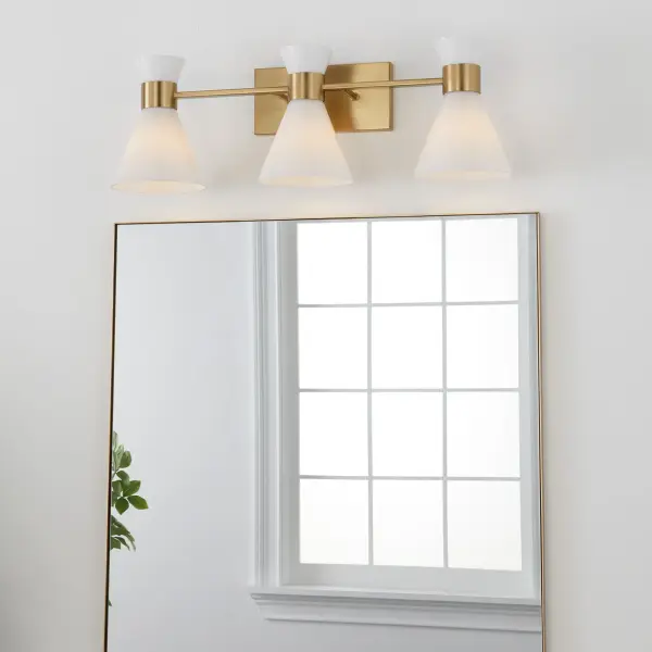 Beldar 3-Light Opal Vanity in Aged Brass - Image 13